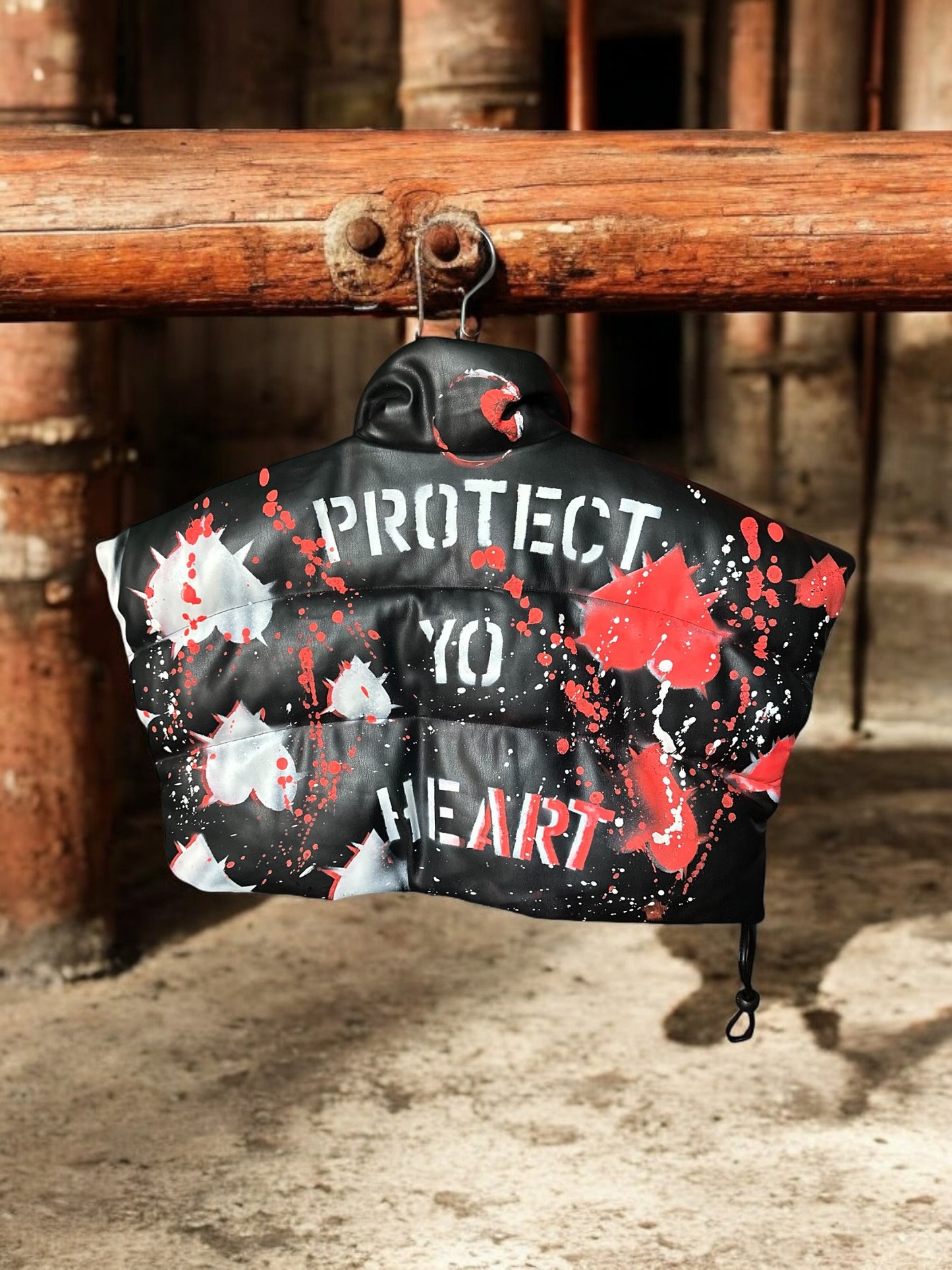 The Love Puffer Cropped Vest Collab Black Multi