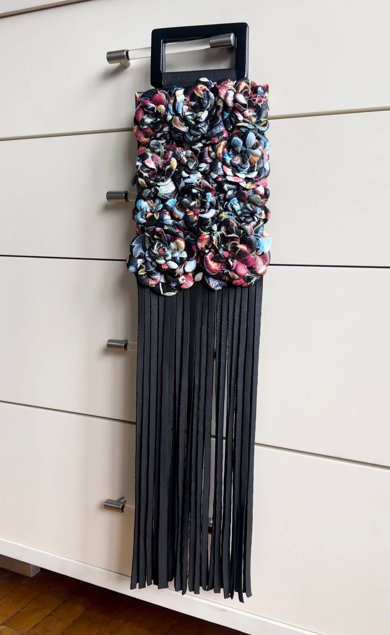 The Spring Fling “Carrie” Black Leather Tote