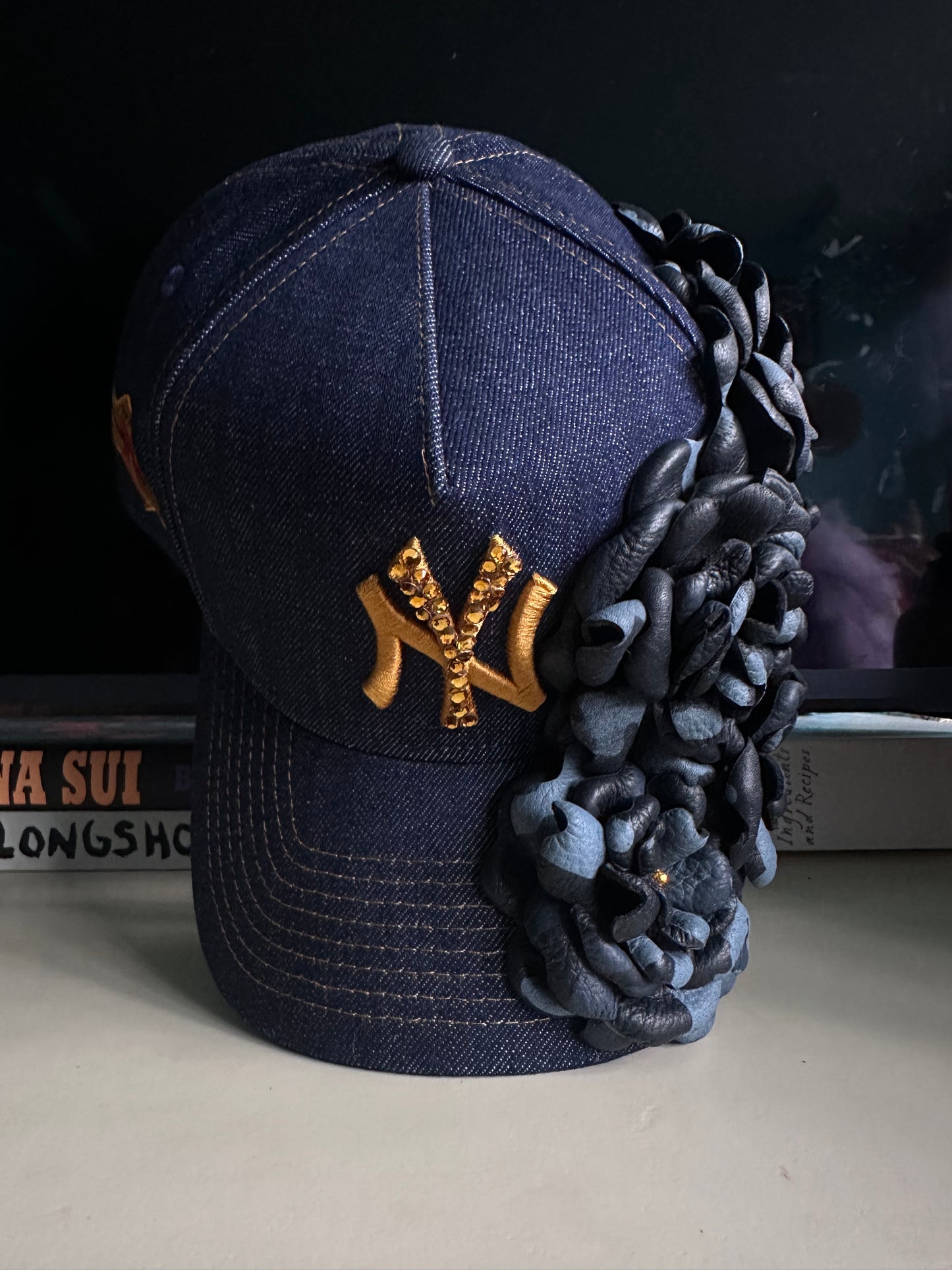 Denim and Camo Blue Leather Team Hat