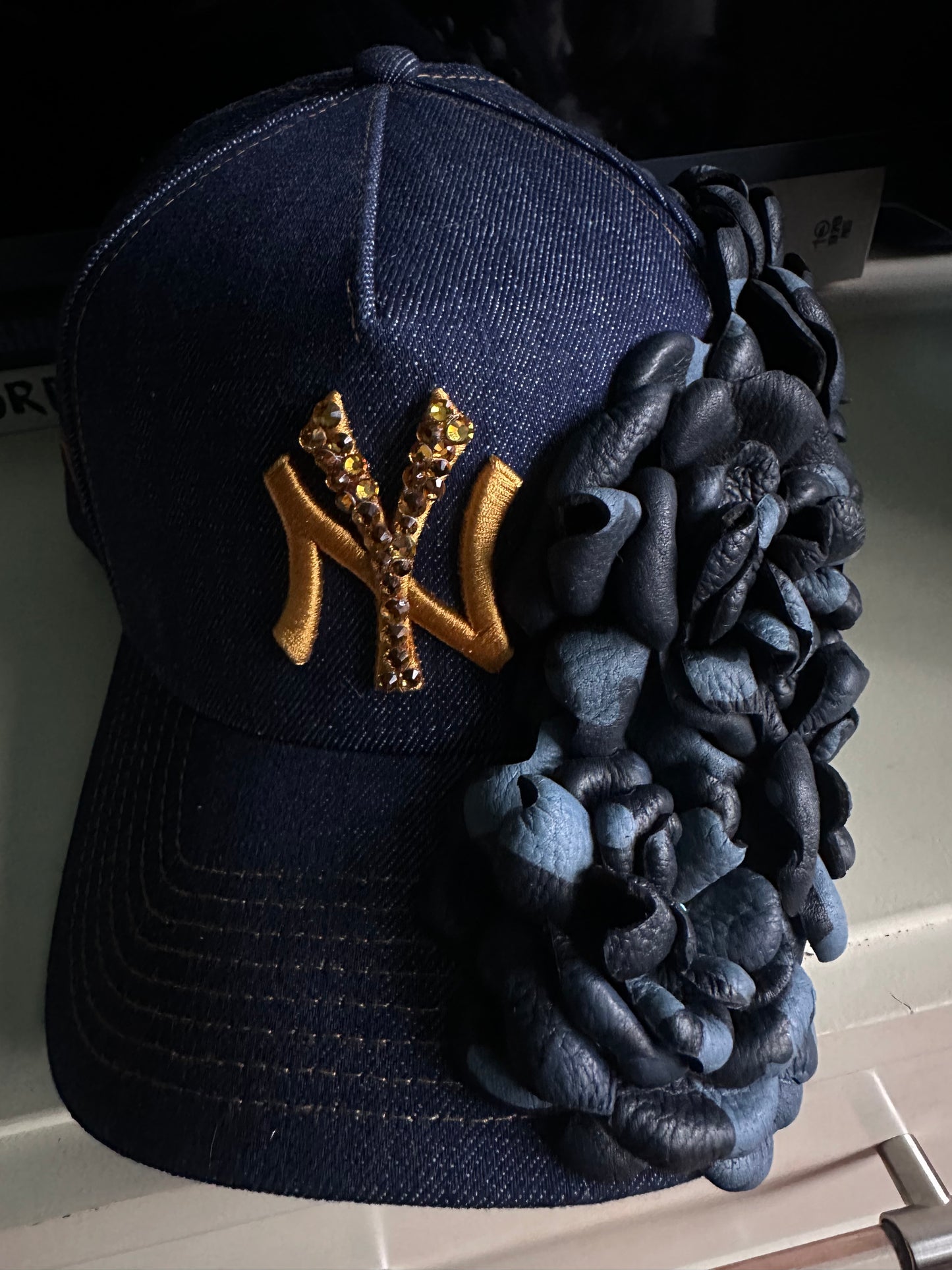 Denim and Camo Blue Leather Team Hat