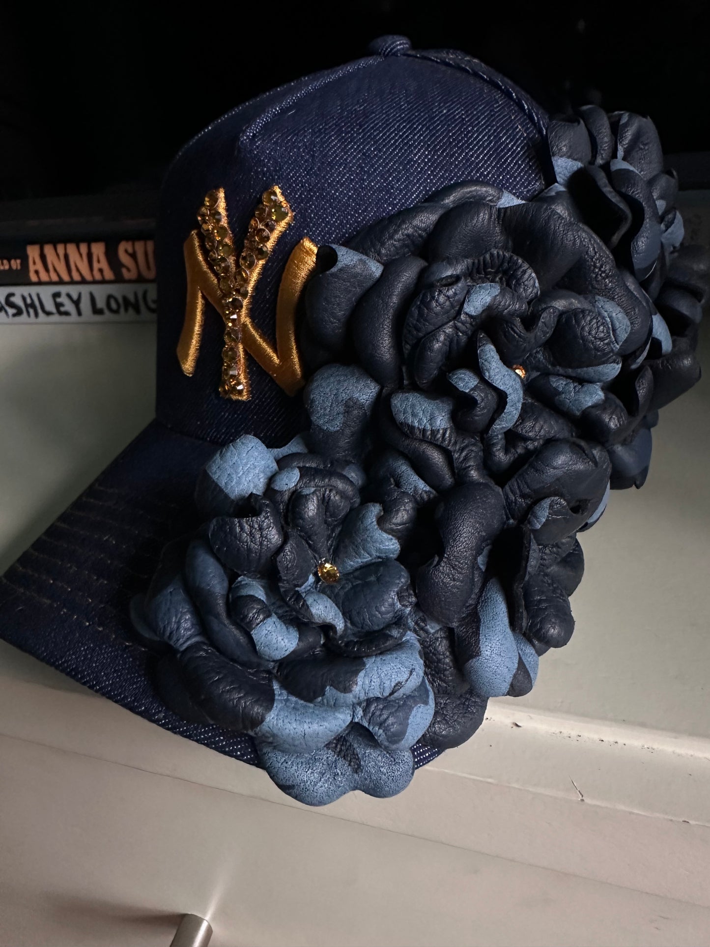 Denim and Camo Blue Leather Team Hat